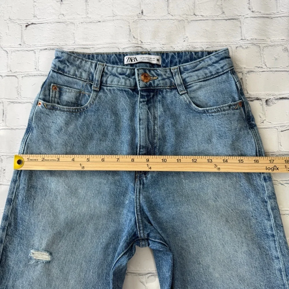 ✅ Zara Light Blue High Waist relaxed mom fit Jeans size 4 EUR 36